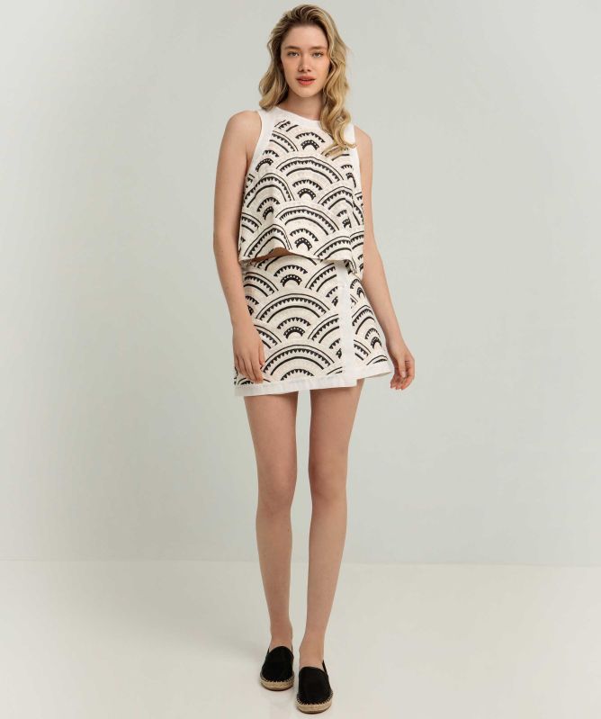 Greek Archaic Kori Embroidered Tank Top