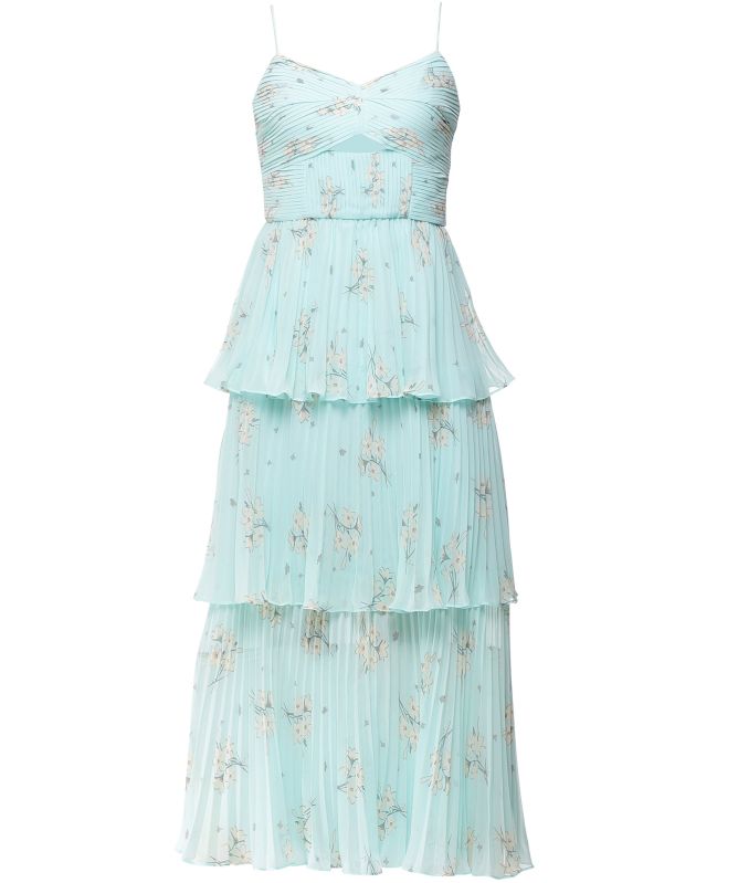 Self-Portrait Floral Tiered Chiffon Midi Dress Jules B