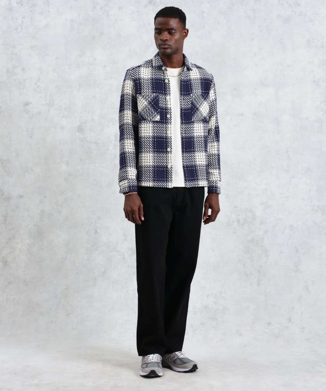Wax London Beatnik Check Whiting Overshirt