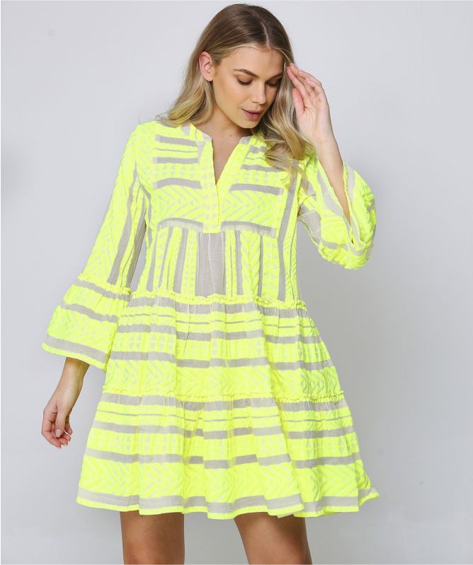 Devotion TWINS Ella Neon Embroidered Knee Length Dress
