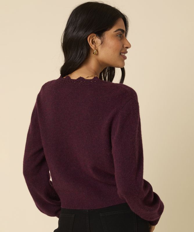 Nobody's Child Wool Blend Crochet Trim Elodie Cardigan