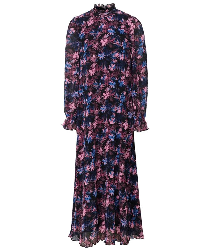 GANNI Pleated Georgette Midi Dress