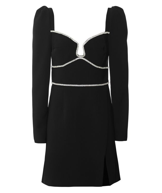 princess polly baby blue dress Weekday LONG SLEEVE MINI DRESS - Jersey dress - black/grey melange/grey