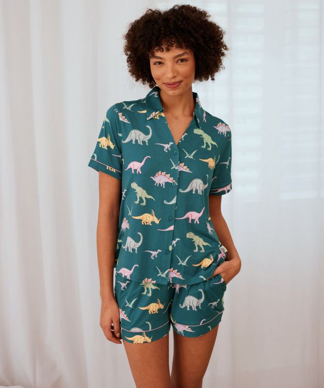 Interessante Skeleton Print vrouwen ronde hals korte mouw pyjama set