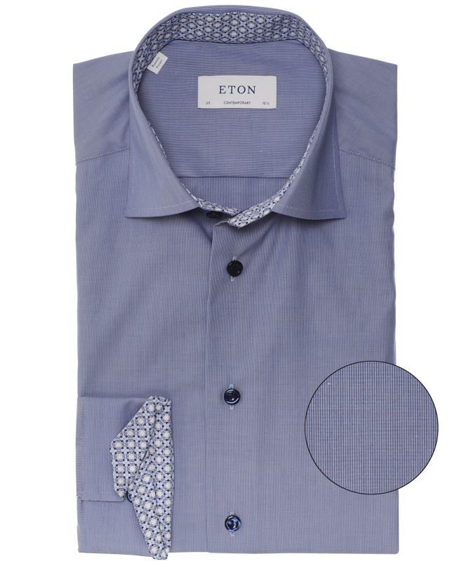Eton Contemporary Fit Geometric Trim Shirt