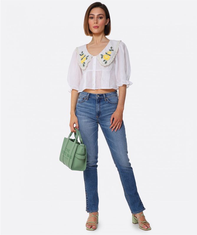 RIXO Tuscany Embroidered Blouse