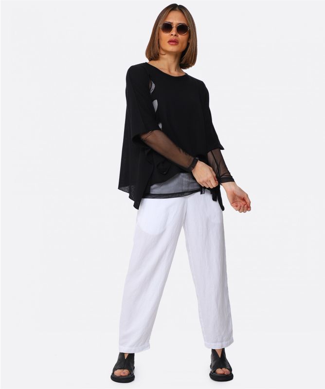 Philomena Christ Long Sleeve Mesh Top
