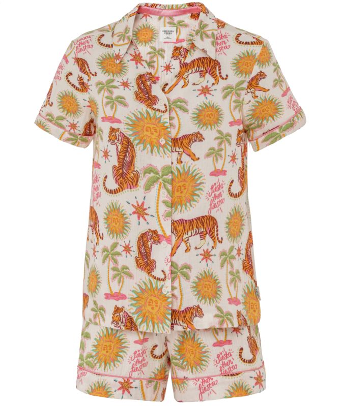Chelsea Peers Siesta Tiger Print Short Pyjama Set