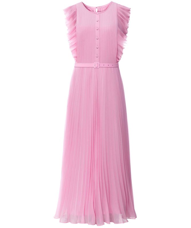knee length dresses for ladies Burgundy Chiffon Feather Midi Dress – self-portrait