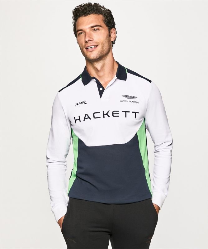 Hackett Long Sleeve AMR Colour Block Polo Shirt