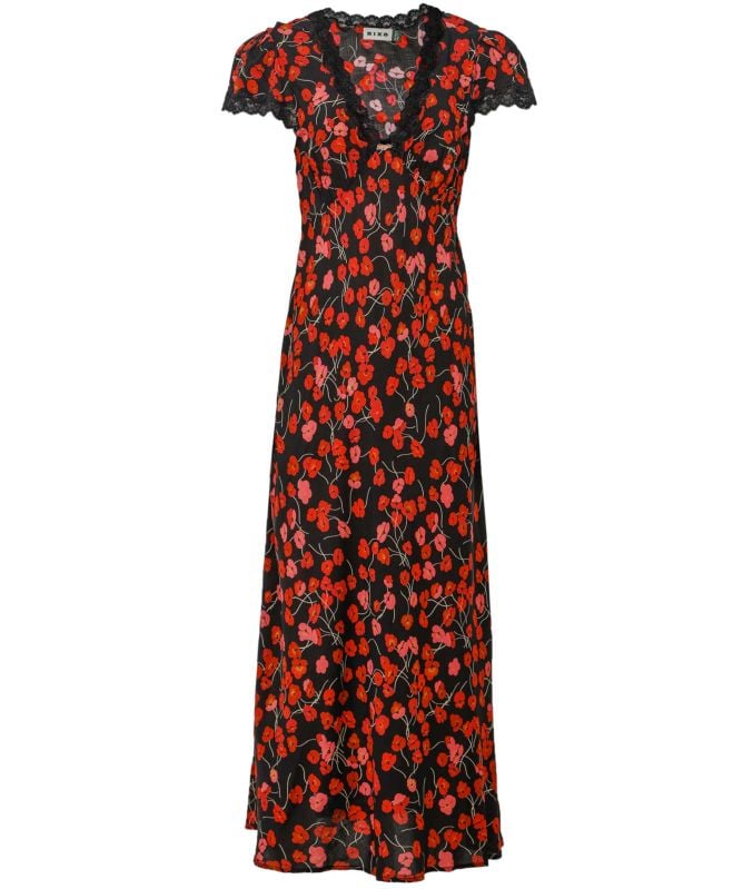 RIXO リキソー ブランド ワンピース Clarice polka-dot 1024715 Clarice Midi Dress in Polka Dot Navy