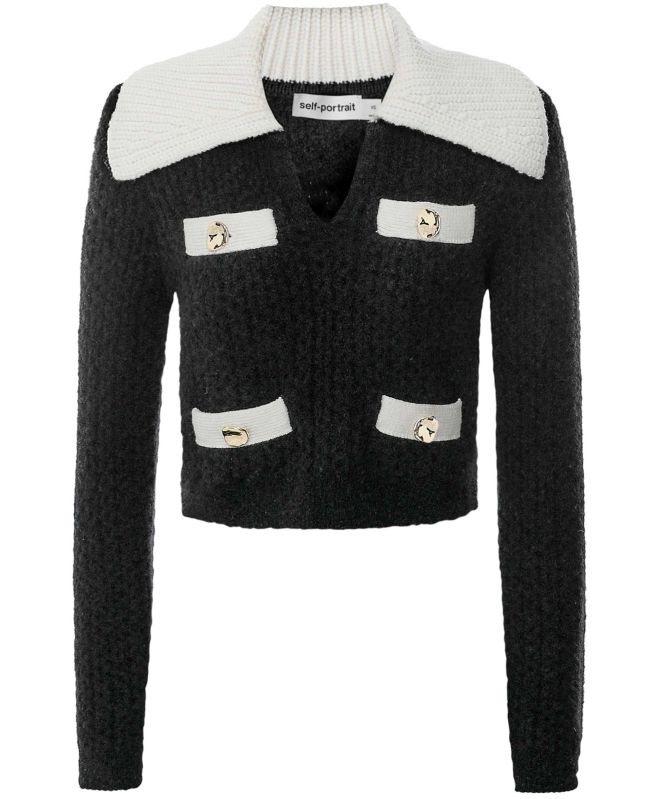 Self-Portrait Cropped Cashmere Blend Jumper