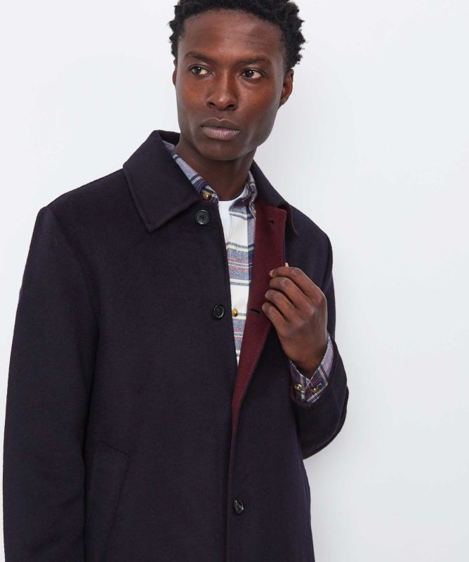 Paul Smith Navy Double-Face Wool Overcoat