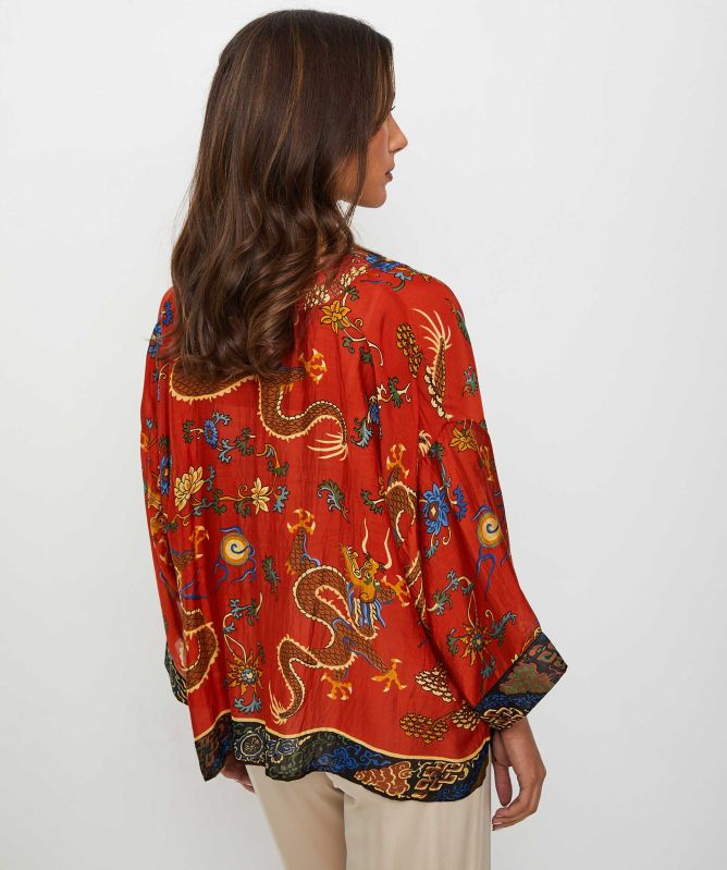 One Hundred Stars Dragon Rust Kimono