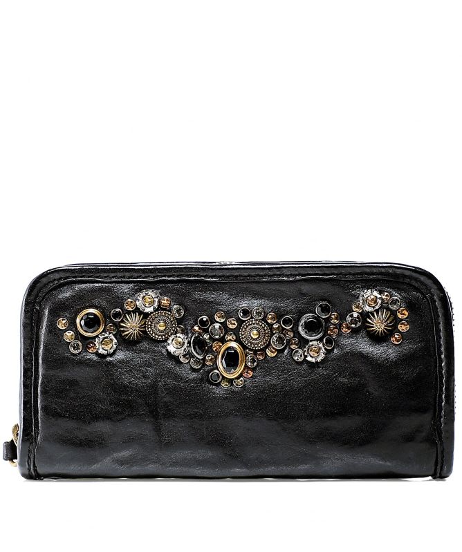 Campomaggi Embellished Leather Zip Around Wallet