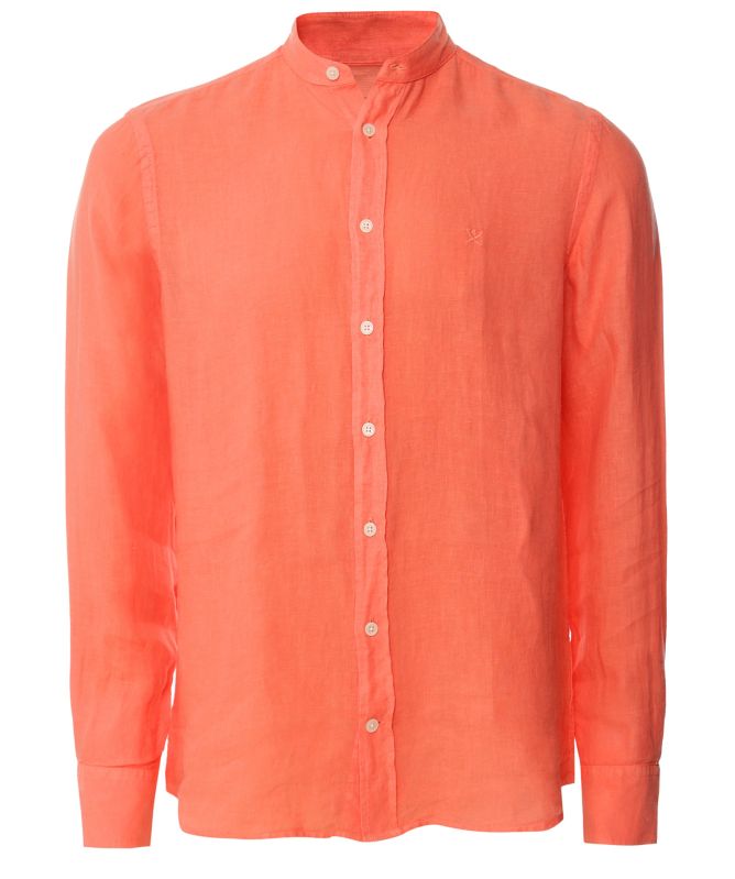 Hackett Linen Mandarin Collar Shirt