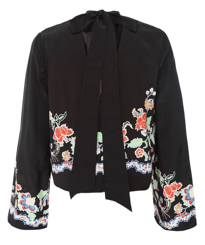 RIXO Peony Flora Georgie Neck Tie Top 