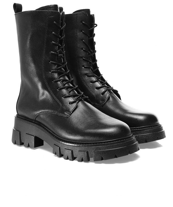 Ash Black Liam Lace Up Leather Boots 