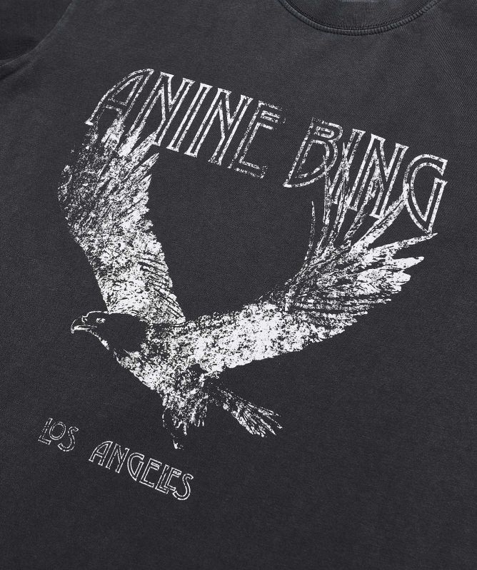 Anine Bing Black Lili Eagle Cotton Tee | Jules B