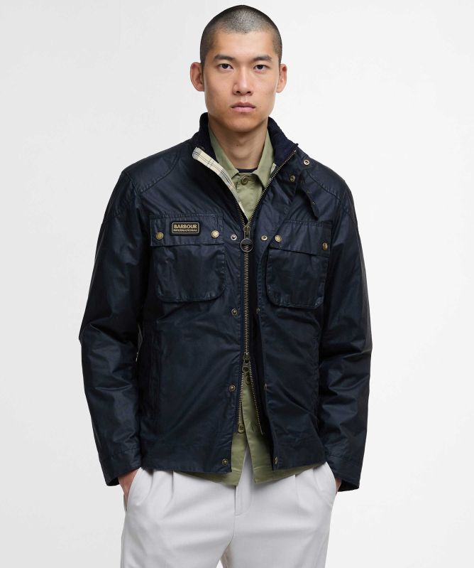 Barbour International Navy Waxed Merton Jacket
