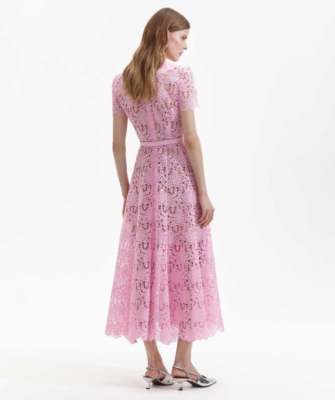 self-portrait☆Belted guipure lace midi ワンピース【UK発】 SELF-PORTRAIT Belted crystal-embellished guipure lace midi