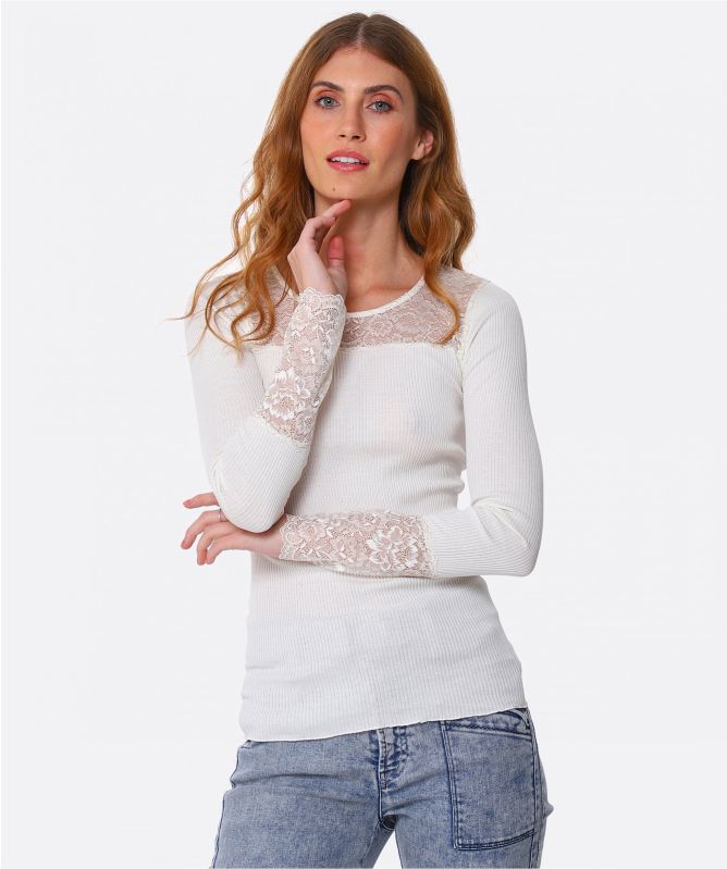 Rosemunde Birla Silk Lace Panel Top