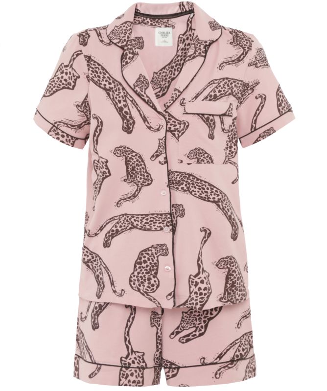 Chelsea Peers Organic Cotton Leopard Print Short Pyjamas