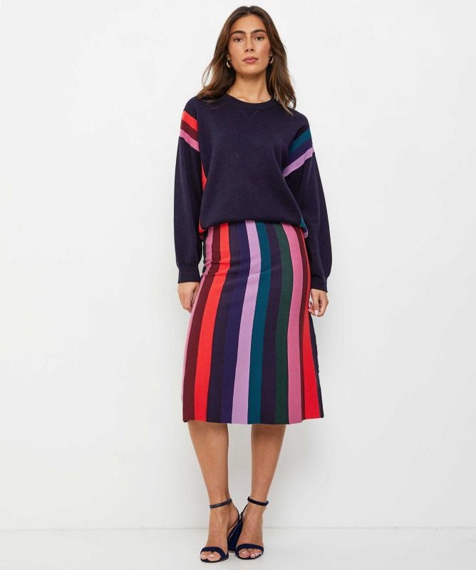 スカート PAUL SMITH Woman Skirt Multicolor W1R014SBL10922 29 Women's Orange 'Floral Paint' Midi Skirt