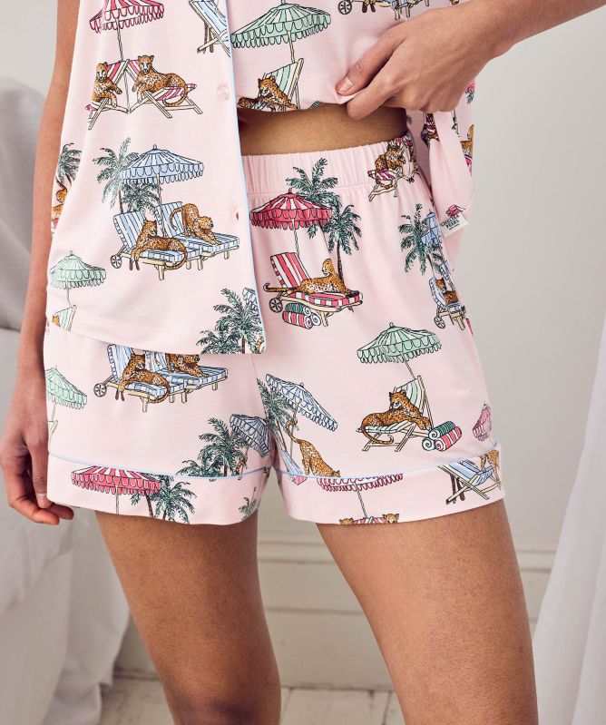 Chelsea Peers Lounging Leopards Print Short Pyjamas