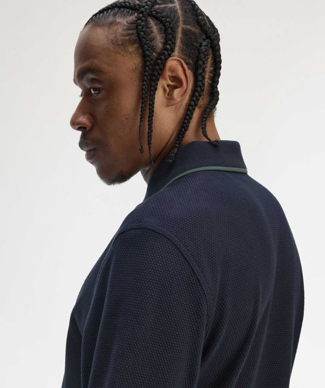 Fred Perry Textured Long Sleeve Polo Shirt