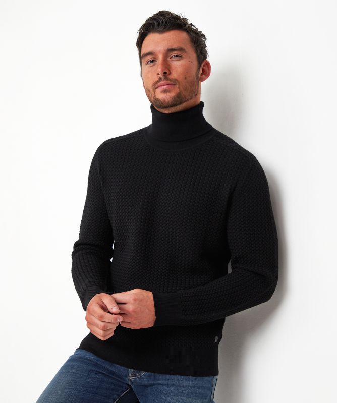 Thomas Maine Waffle Roll Neck Merino Jumper