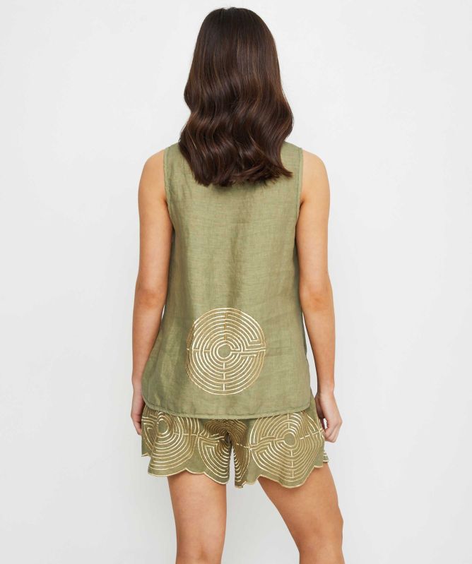 Greek Archaic Kori Circle Linen Vest