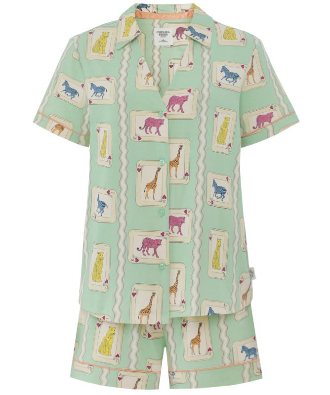 Chelsea Peers Playing Card Animals Print Short Pyjamas