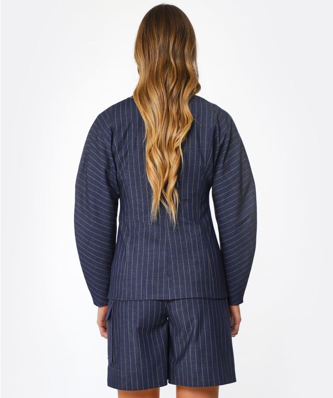 GANNI Stretch Stripe Shirt Jacket