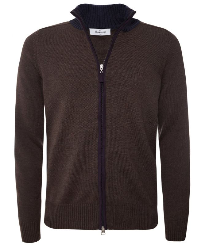 Gran Sasso Virgin Wool Elbow Patch Cardigan
