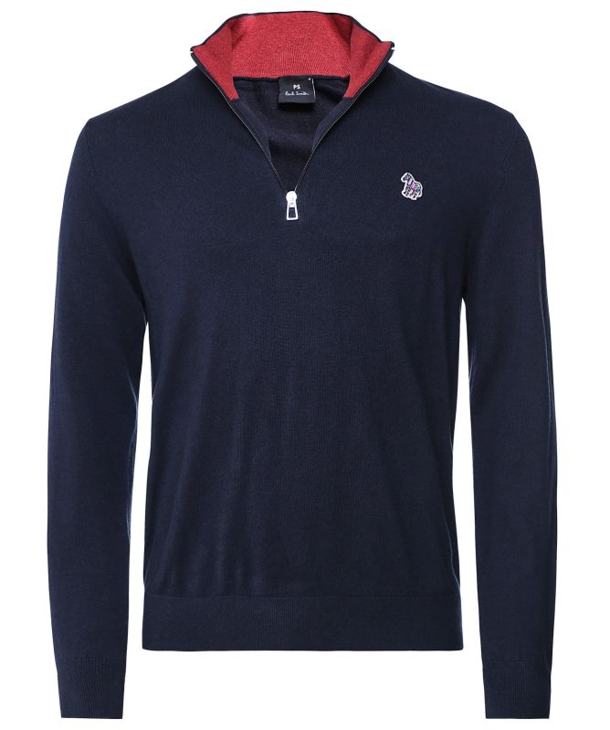 Paul Smith Cotton Wool Half-Zip Zebra Jumper