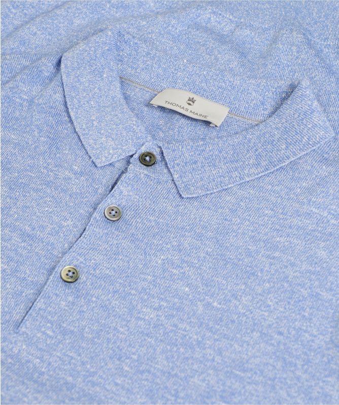 Thomas Maine Knitted Merino Linen Polo Shirt