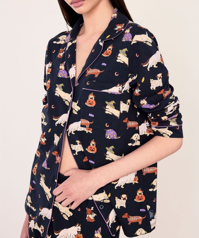 Chelsea Peers Halloween Dogs Print Long Pyjamas