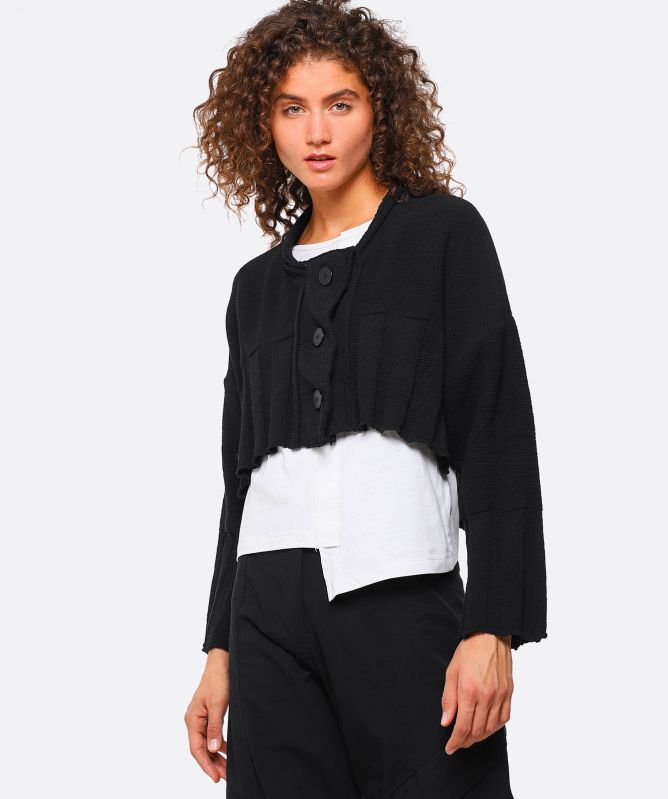 Lurdes Bergada Knitted Ribbed Trim Cardigan