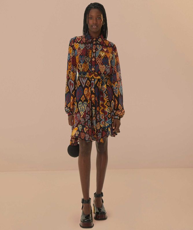 Farm Rio Hearts Ikat Mini Dress