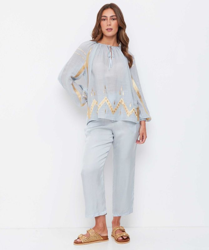 Greek Archaic Kori Drawstring Satin Pants