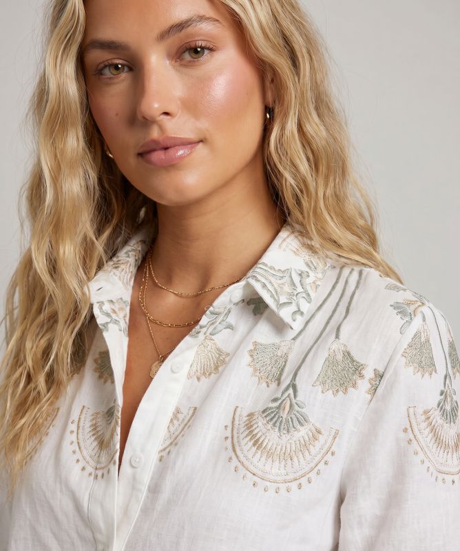 Greek Archaic Kori Papyrus Tie-Waist Shirt