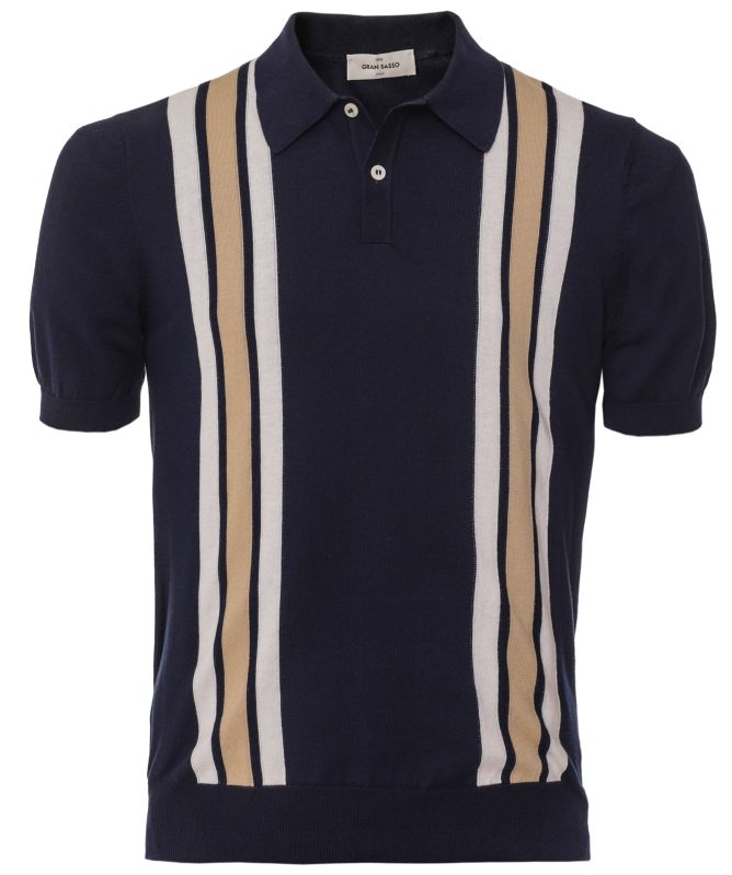 Gran Sasso Knitted Striped Polo Shirt | Jules B