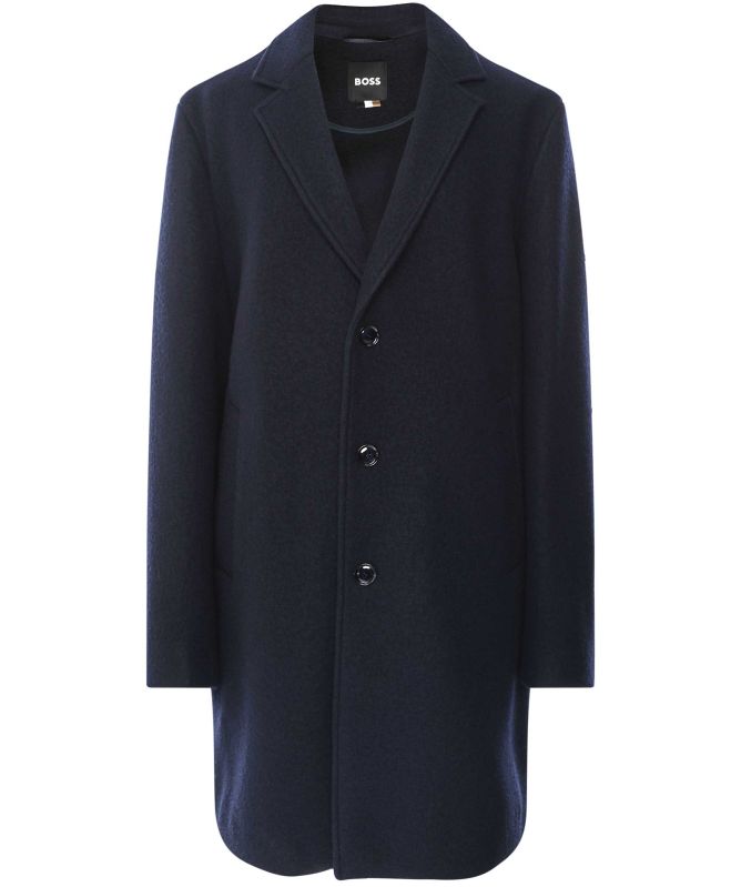 BOSS Dark Blue Wool C-Cale-244 Coat