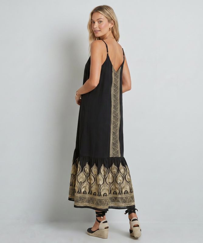 Greek Archaic Kori Phoenix Strapless Maxi Dress