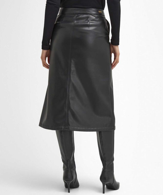 Barbour International Aria Faux Leather Midi Skirt