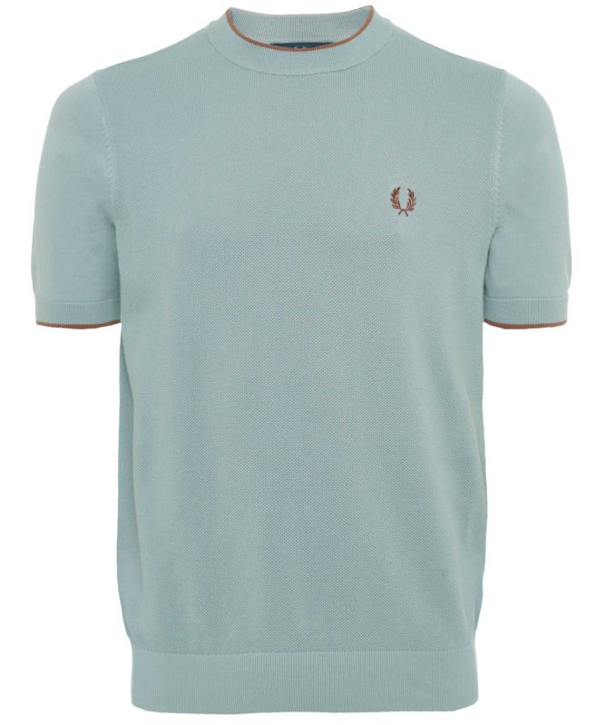 【FRED PERRY】Textured Front Knitted Shirt Fred Perry Textured Front Knit T-Shirt