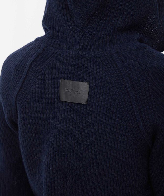 Replay Cropped Hooded Sweater With Zip