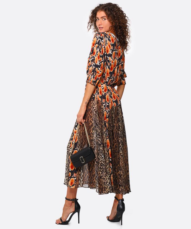 knee length dresses for ladies Rixo Meg Leopard Midi Dress Leopard Polka Dot