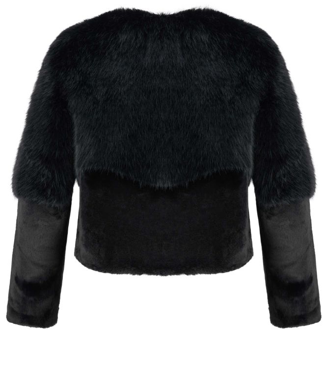 urbancode Collarless Faux Fur Blouson Jacket